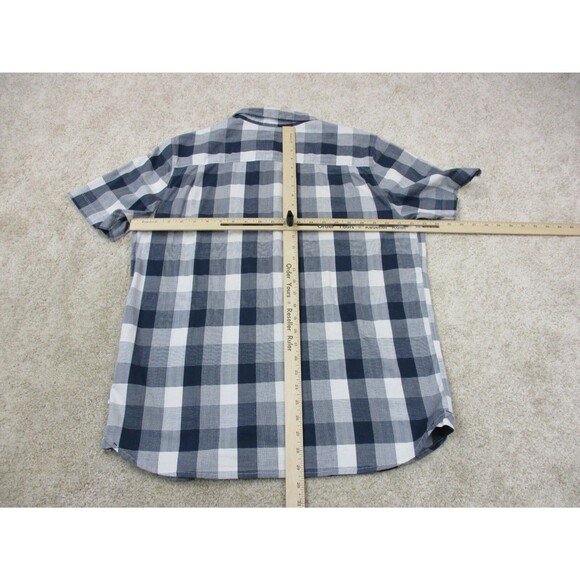 North Face Shirt Mens Large L Blue White Check Casual Short Sleeve Button Up - Picture 9 of 12